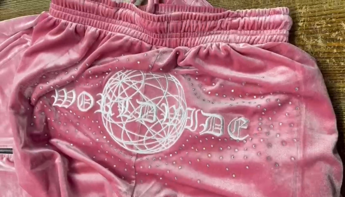 Baby Pink L.A.G. Worldwide Full-Zip Velvet Set